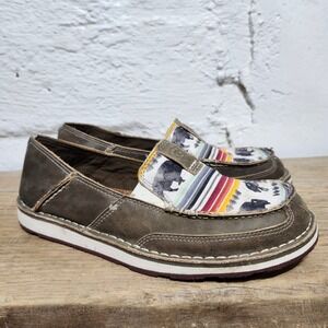 Ariat‎ Leather Slip On Loafers Buffalo Print Casual Shoes Women's Size 9B